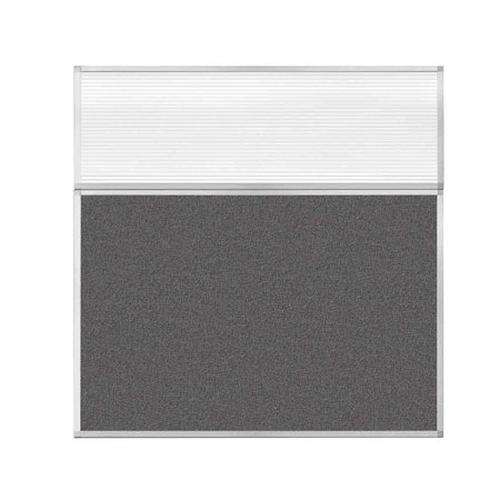 VERSARE Hush Panel Configurable Cubicle Partition 6' x 6' W/ Window Charcoal Gray Fabric Clear Fluted Window 1852336-1